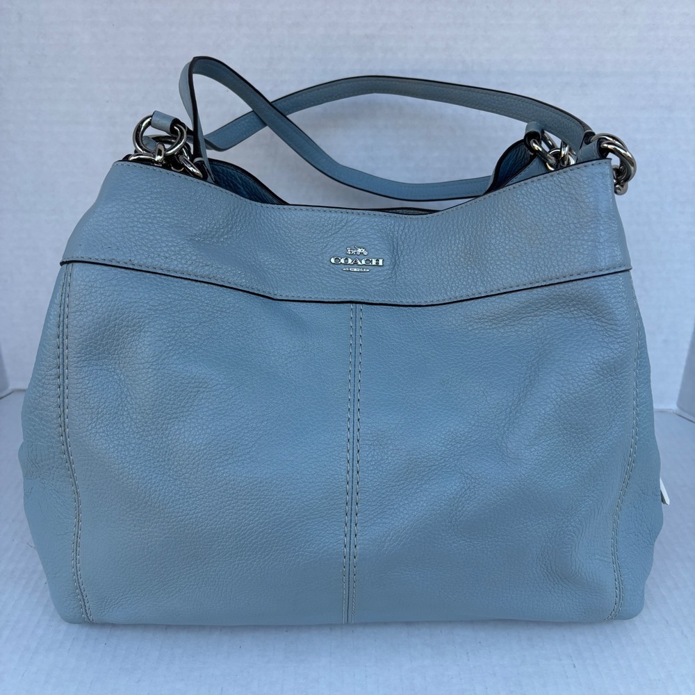 Coach‎ Lexy Shoulder Bag Light Blue Pebbled Leather Hobo F28997 - Picture 3 of 16